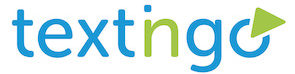 Textlogo "textingo" in blau und gün